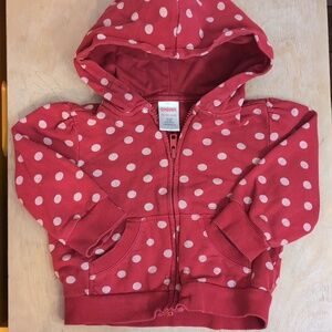 Gymboree Red Hooded Zip-Up Sweatshirt with White Polka Dots 100% Cotton